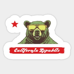 California Republic, Bear in Sunglasses Sticker